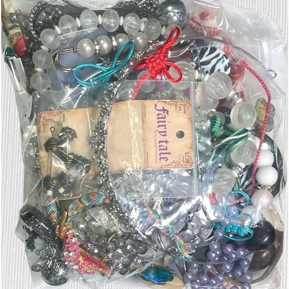Vintage - Now Repurpose Jewelry Lot Beads Rhinestone Harvest Junk Drawer Box 3lb